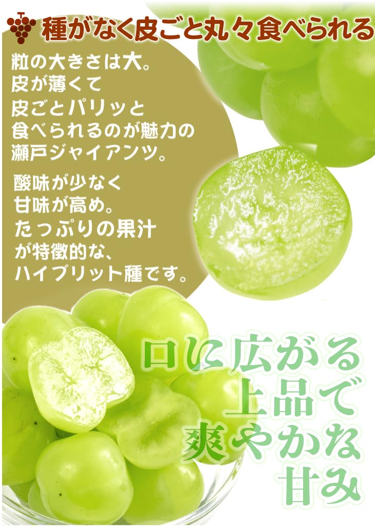 Amazon.co.jp: ぶどう 2房 瀬戸ジャイアンツ 岡山産 約500g×2房 食品